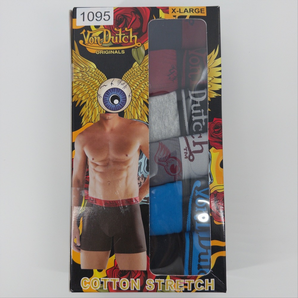 Von Dutch Boxer Briefs Mens XL Multicolor 6 Pack Cotton Stretch Streetwear NWT